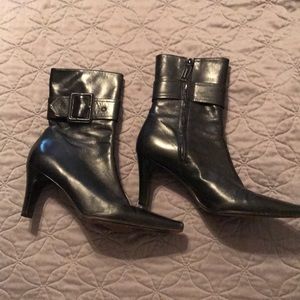 Antonio Melani. Black leather high heel boots